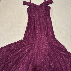 R&M Richards Deep Red Lace Dress
